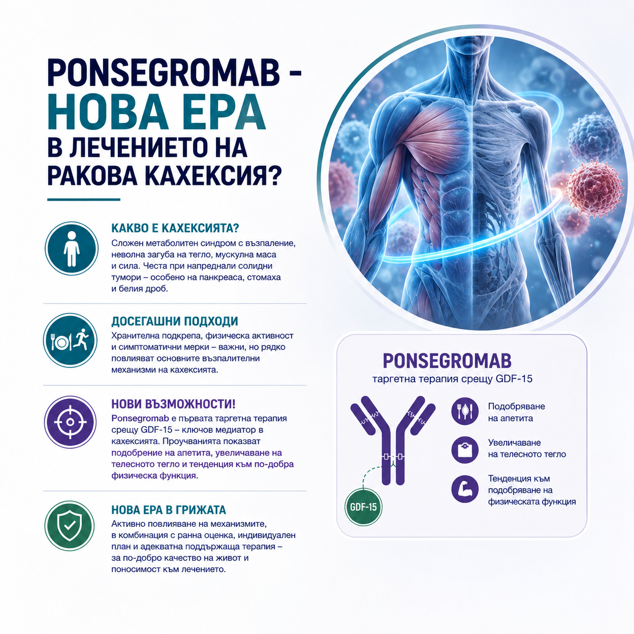 Ponsegromab при ракова кахексия - нова таргетна терапия